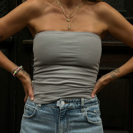 Double Layer Tube Top | pearl grey
